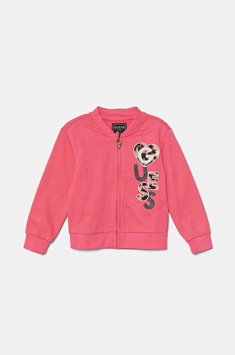 Guess hanorac de bumbac pentru copii culoarea roz, cu imprimeu, K4BQ04 KAX73