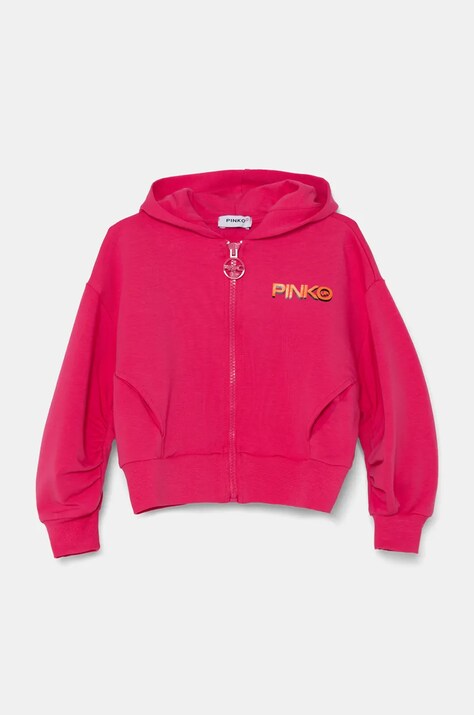 Дитяча кофта Pinko Up колір рожевий з капюшоном з принтом F4PIBGZH192