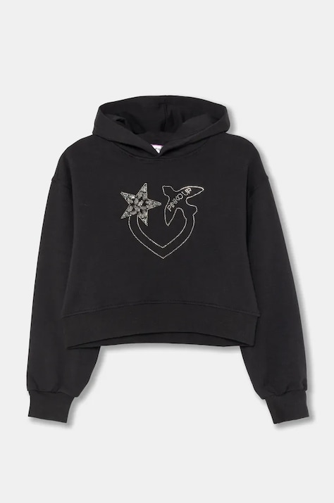Детская кофта Pinko Up цвет чёрный с капюшоном с аппликацией F4PIJGHS057