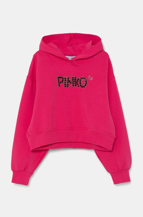 Pinko Up bluza copii culoarea roz, cu glugă, cu imprimeu, F4PIJGHS100