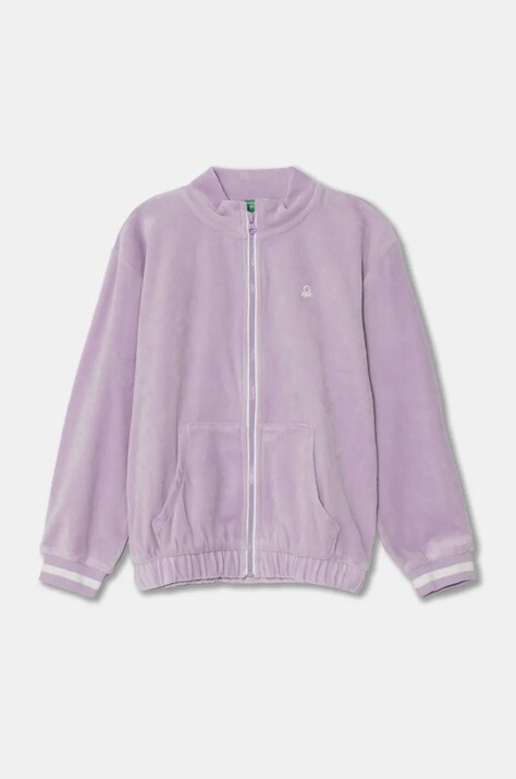 United Colors of Benetton bluza copii culoarea violet, neted, 3UK0G5036
