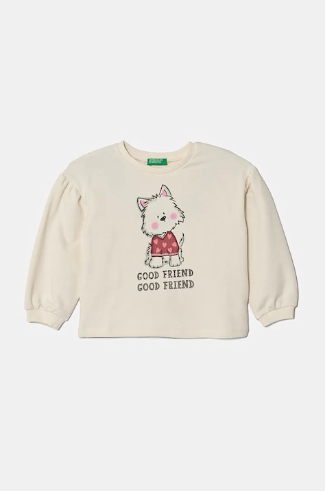 Dječja dukserica United Colors of Benetton boja: bež, s tiskom, 32N4G10FX