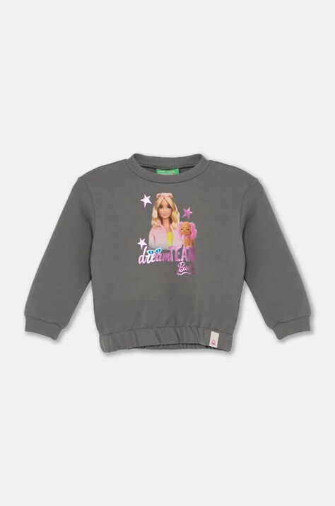 United Colors of Benetton hanorac de bumbac pentru bebelusi culoarea gri, cu imprimeu, 3J68G10HI