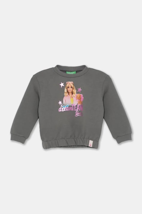 United Colors of Benetton hanorac de bumbac pentru bebelusi culoarea gri, cu imprimeu, 3J68G10HI