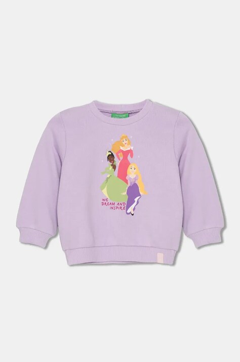 Детская хлопковая кофта United Colors of Benetton цвет фиолетовый с принтом 3J68G10H7