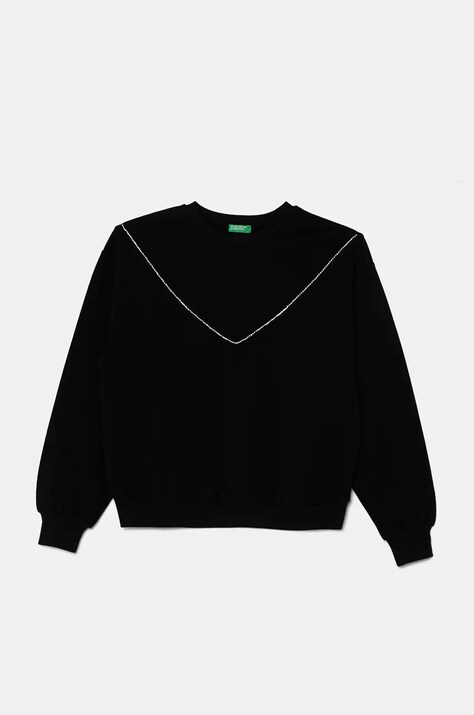 Dětská mikina United Colors of Benetton černá barva, s aplikací, 30L3C10KW