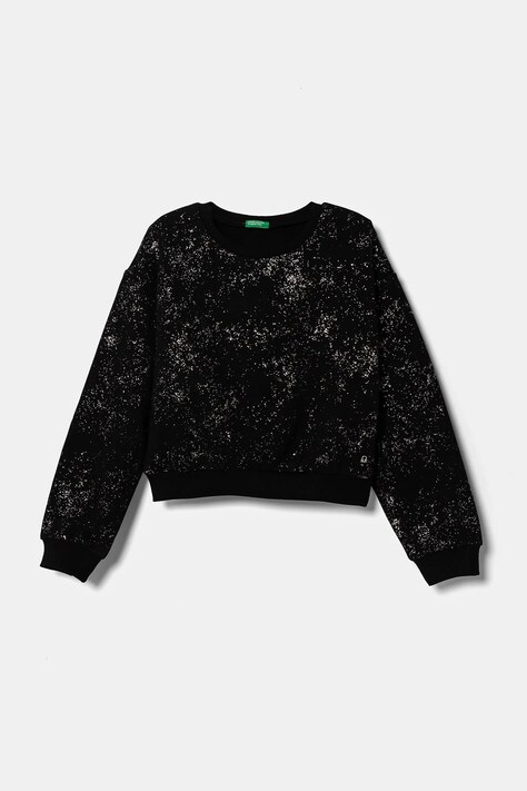 Dětská mikina United Colors of Benetton černá barva, vzorovaná, 3O2FC10M1