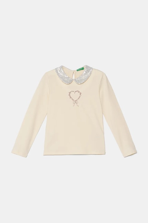 Παιδικό μακρυμάνικο United Colors of Benetton χρώμα: μπεζ, 3Q8DG10H2