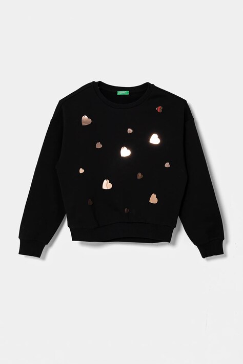 Dětská mikina United Colors of Benetton černá barva, s aplikací, 3J73C10M4