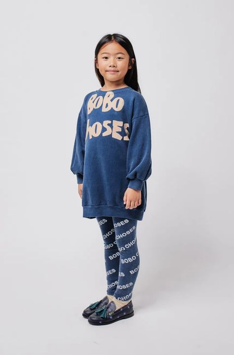 Bobo Choses bluza bawełniana dziecięca kolor niebieski z nadrukiem 224TC005