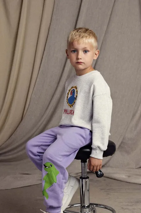 Παιδική βαμβακερή μπλούζα Mini Rodini Parrot χρώμα: γκρι