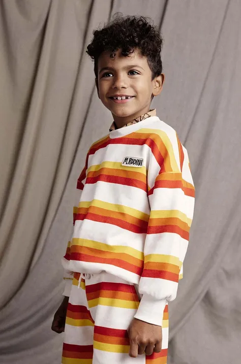 Детская хлопковая кофта Mini Rodini Stripe цвет оранжевый узор