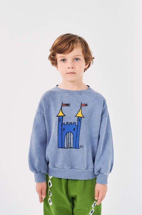 Bobo Choses felpa in cotone bambino/a Faraway Castle colore grigio  224AC036