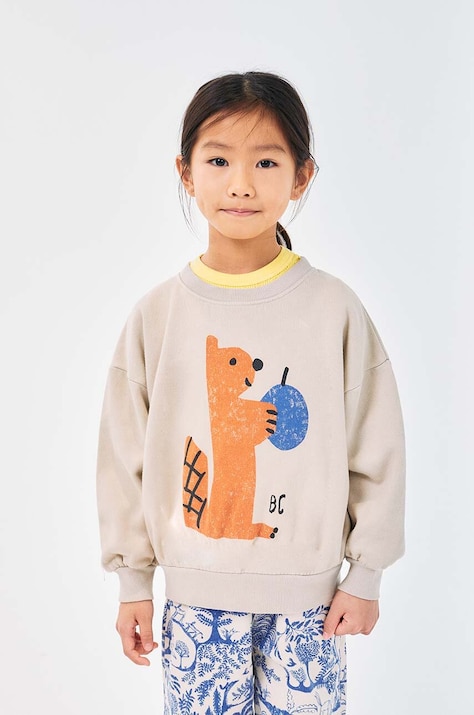 Детски суичър Bobo Choses Hungry Squirrel в бежово с принт 224AC047