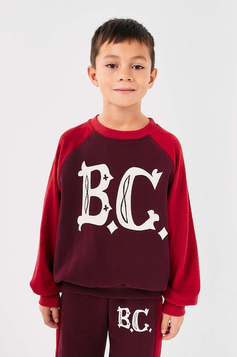Bobo Choses bluza bawełniana dziecięca kolor bordowy z nadrukiem 224AC050