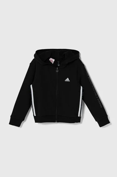 Otroški pulover adidas JAM FZ HD črna barva, s kapuco, IV9452