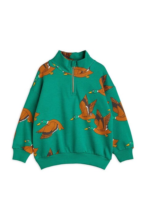 Детская хлопковая кофта Mini Rodini Ducks цвет зелёный узор 2272000975