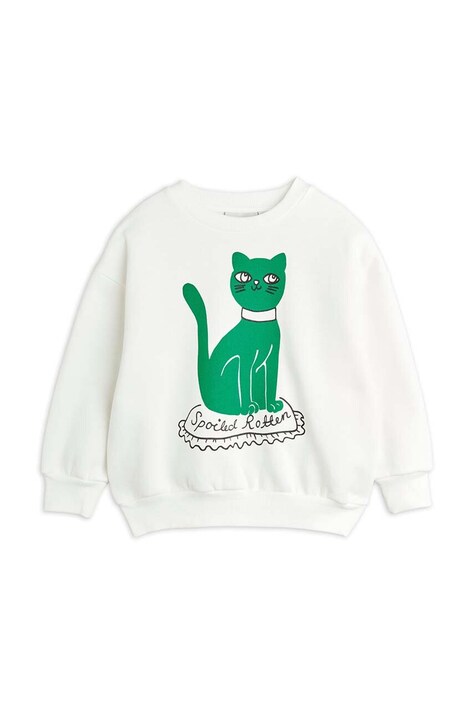 Дитяча бавовняна кофта Mini Rodini Cat колір білий з принтом 2472012110