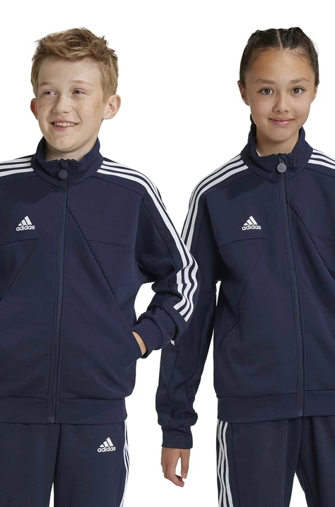 Detská mikina adidas J HOT TTOP tmavomodrá farba, s nášivkou, IY3209