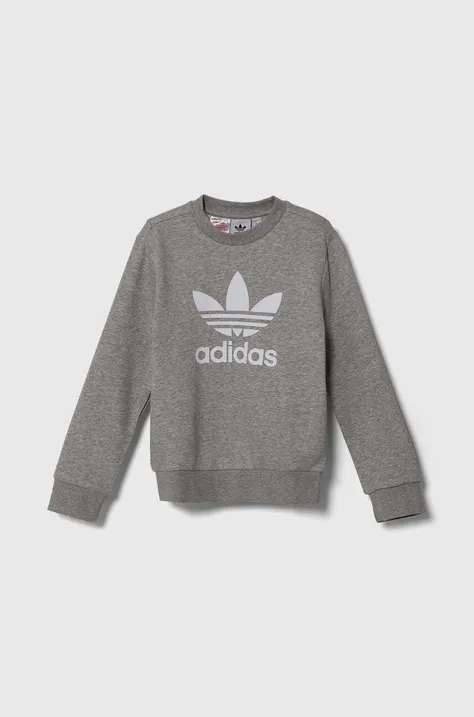Otroški pulover adidas Originals TREFOIL CREW siva barva, IY7436