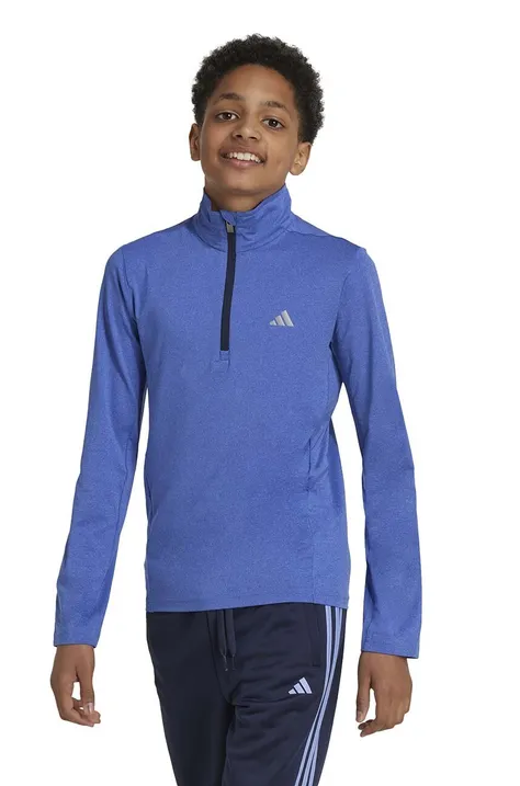 adidas felpa per bambini J HEA 1/2 ZIP colore blu  IY7782