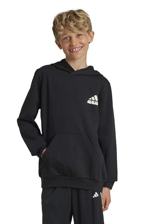 Детская кофта adidas DOODLE PACK HD цвет чёрный с капюшоном с принтом IZ0420