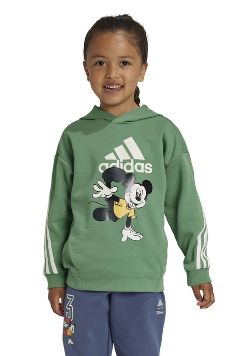 adidas felpa per bambini LK DY MM SWT colore verde con cappuccio IW0672