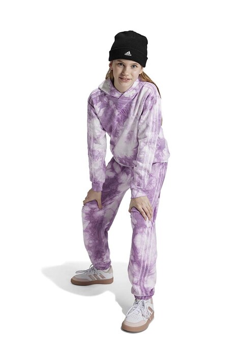adidas bluza copii J SZN W HD culoarea violet, cu glugă, modelator, IY7839