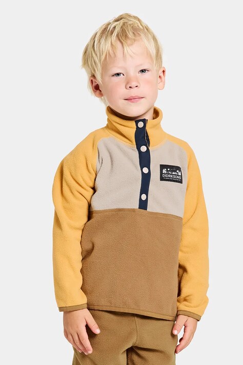 Дитяча флісова кофта Didriksons MONTE KIDS HALF BU колір жовтий візерунок 505590