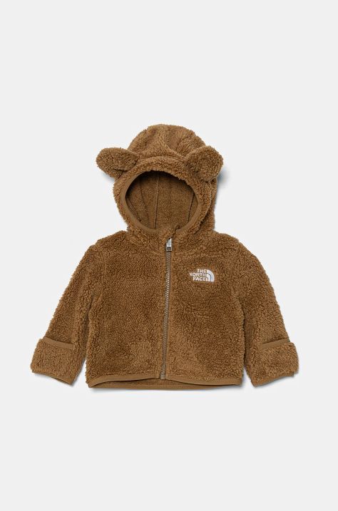 Бебешки поларен суичър The North Face BABCAMPSHIRE F/Z HOODIE в кафяво с качулка с изчистен дизайн NF0A88VW1731