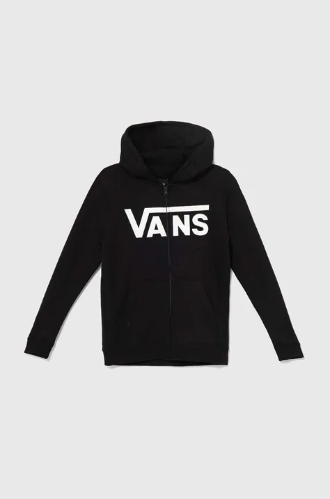 Otroški bombažen pulover Vans Vans Classic II FZ črna barva, s kapuco, VN000JYBBLK1