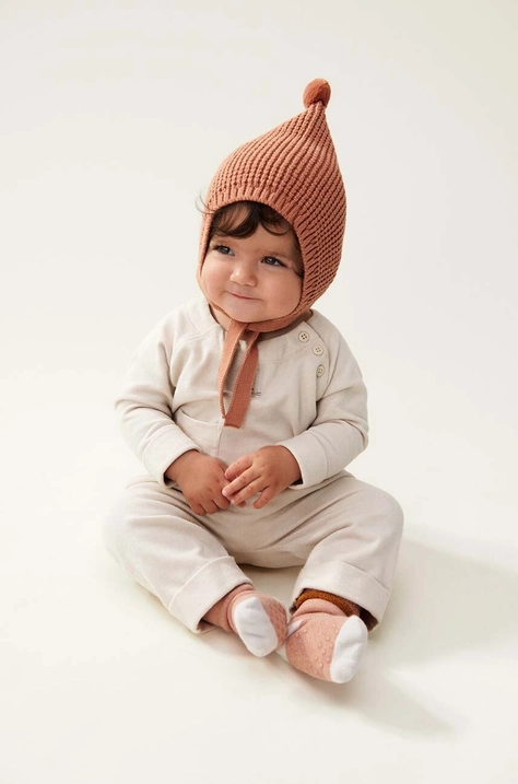 Liewood felpa in cotone neonato/a Augustin Baby Top colore beige con applicazione LW19183