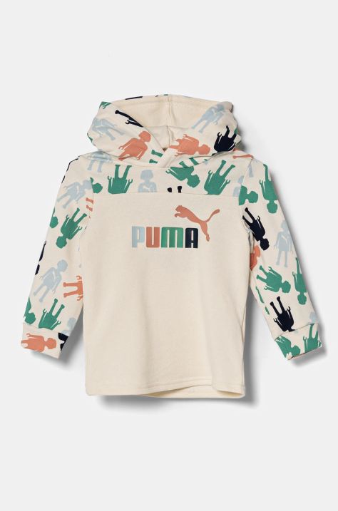 Детская хлопковая кофта Puma X PLAYMOBIL цвет бежевый с капюшоном узор 627389