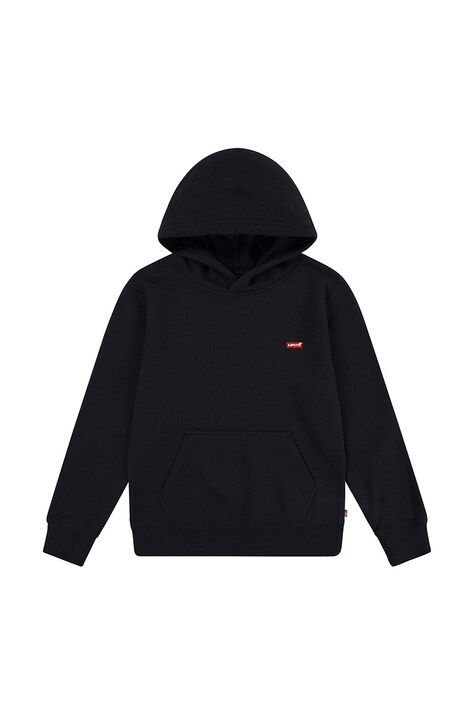 Levi's bluza copii MINI BATWING HOODIE culoarea negru, cu glugă, neted, 8EL452