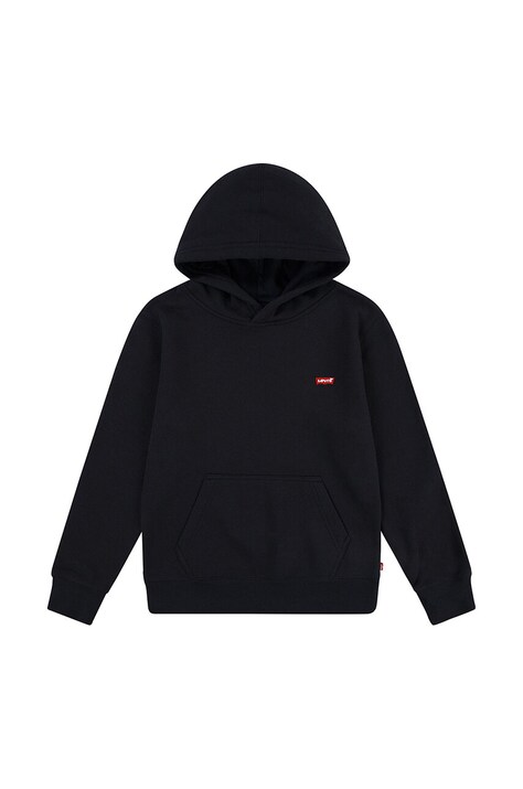 Levi's bluza copii MINI BATWING HOODIE culoarea negru, cu glugă, neted, 9EL452