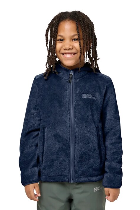 Jack Wolfskin bluza dziecięca kolor granatowy z kapturem gładka 1608672