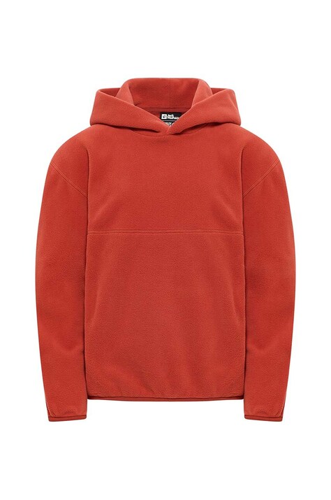 Дитяча кофта Jack Wolfskin колір коричневий з капюшоном однотонна A60302