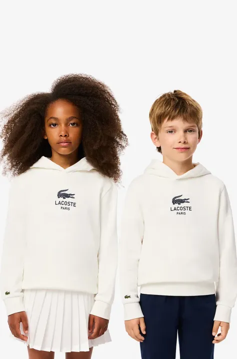 Lacoste bluza bawełniana dziecięca kolor biały z nadrukiem SJ3004