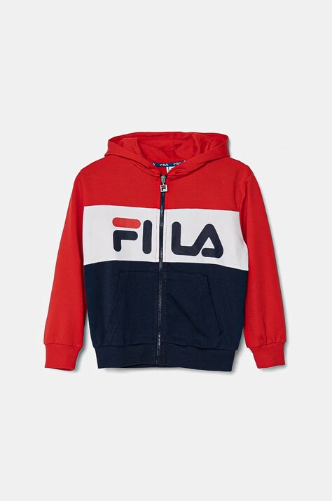 Dječja dukserica Fila BAAR-EBENHAUSEN boja: tamno plava, s kapuljačom, s uzorkom, FAK0203