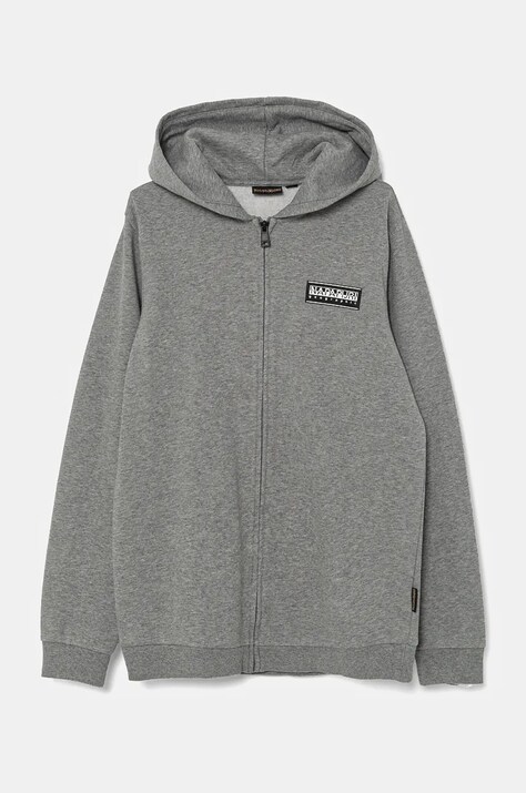 Napapijri bluza copii B-CHAMOIS FZH culoarea gri, cu glugă, melanj, NP0A4HY51601
