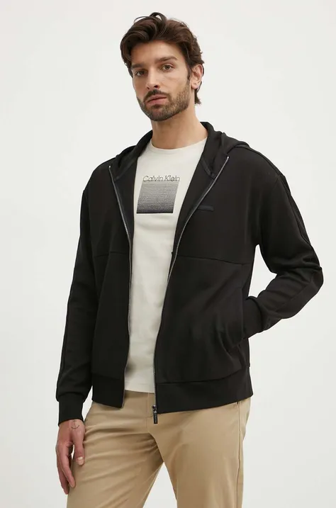 Calvin Klein bluza barbati, culoarea negru, cu glugă, neted, K10K113088