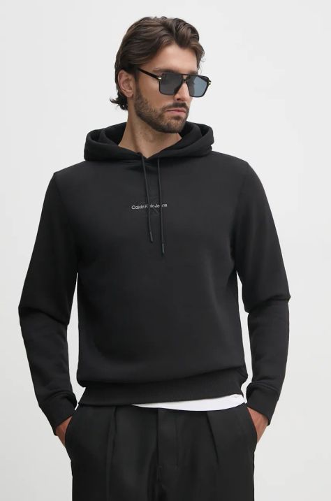 Calvin Klein Jeans felpa uomo colore nero con cappuccio con applicazione J30J325629