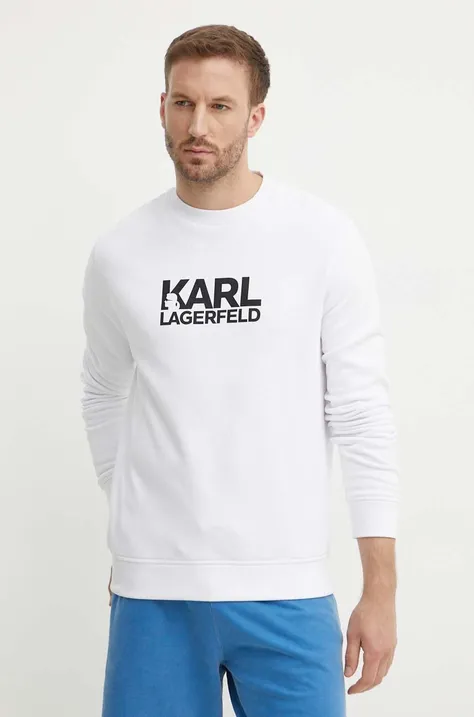 Karl Lagerfeld bluza bawełniana męska kolor biały z nadrukiem 543917.705091