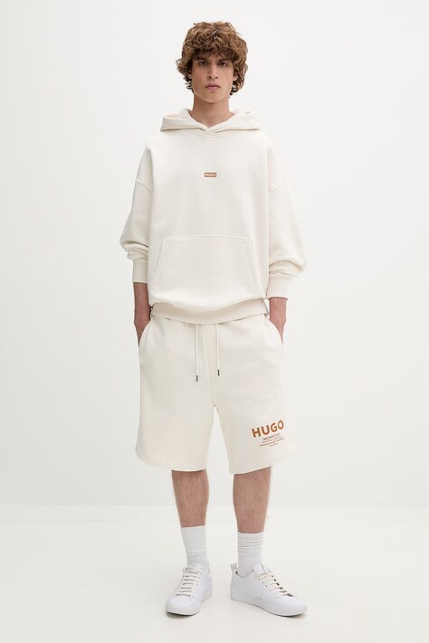 HUGO Blue кофта з капюшоном чоловіча бавовняна Nazardo — AW24-BLM02B, бежевий — фото 2