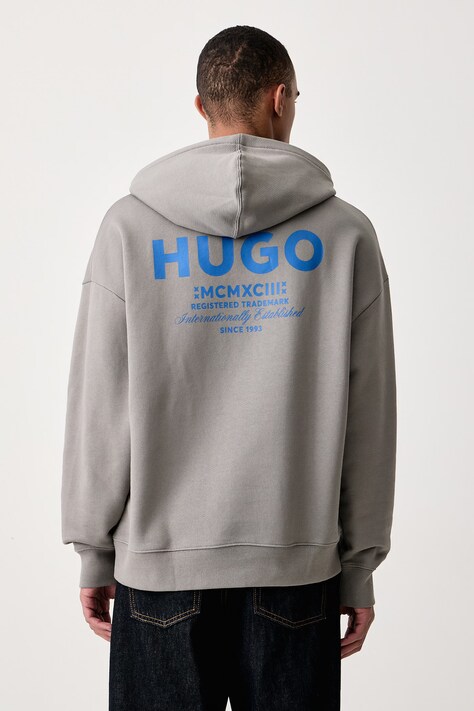 HUGO Blue Bluza z kapturem męska bawełniana Nazardo szara 50510724