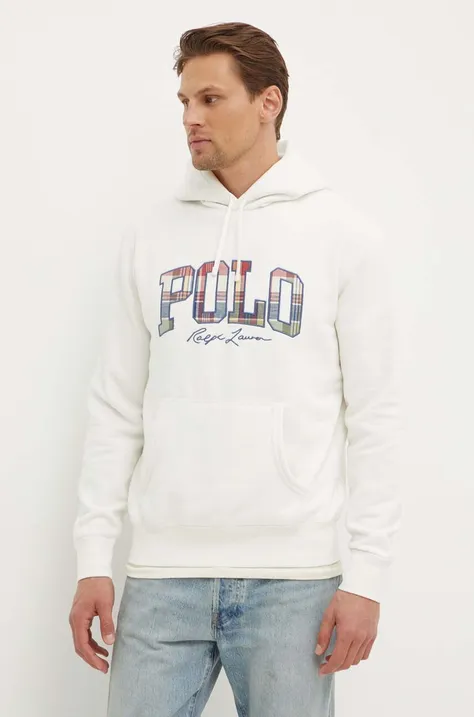 Dukserica Polo Ralph Lauren za muškarce, boja: bijela, s kapuljačom, s aplikacijom, 710941854