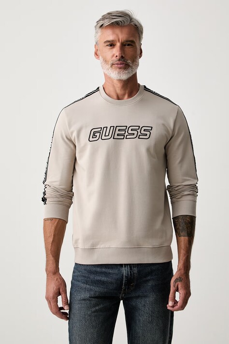 Guess mikina pánska s bavlnou ARLO béžová Z4GQ24 K6ZS1