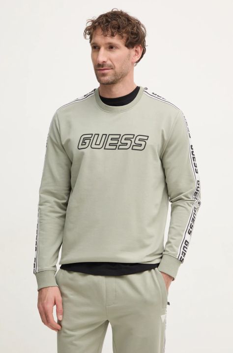 Guess bluza ARLO męska kolor zielony z nadrukiem Z4GQ24 K6ZS1