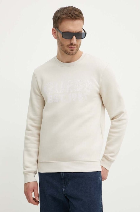 Суичър Guess BEAU в бежово с принт M4YQ08 K9Z21