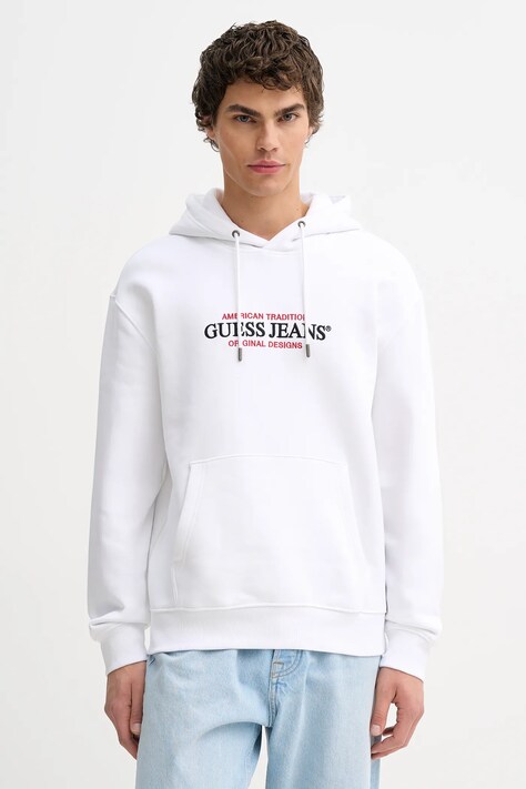 Μπλούζα Guess Jeans χρώμα: μαύρο, με κουκούλα, M4YQ23 K9V31